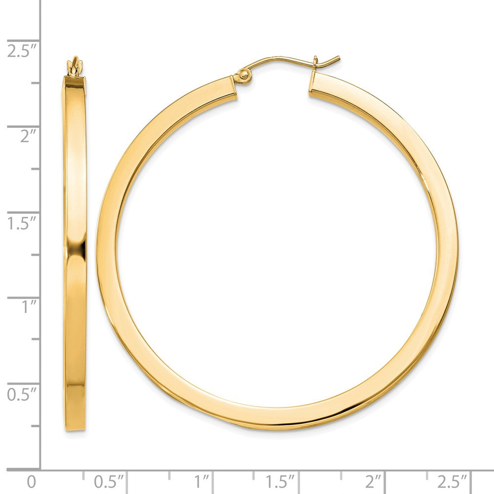 Sterling Silver Flash Gold-plated 3x50mm Square Tube Hoop Earrings