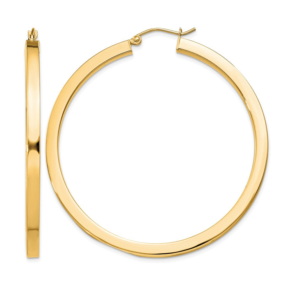 Sterling Silver Flash Gold-plated 3x50mm Square Tube Hoop Earrings