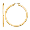 Sterling Silver Flash Gold-plated 3x50mm Square Tube Hoop Earrings