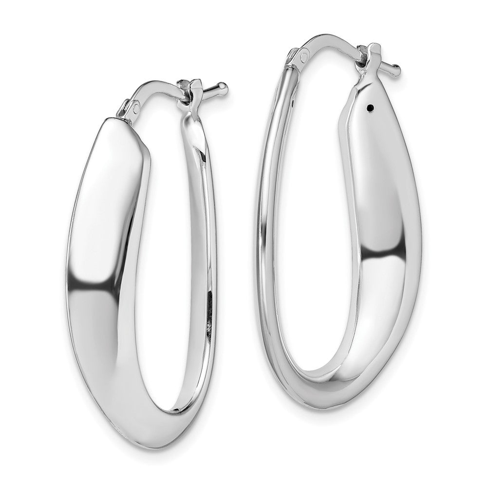 Sterling Silver Rhod-plated Polished Hollow 6mm Oval Hoop Earrings