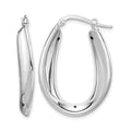 Sterling Silver Rhod-plated Polished Hollow 6mm Oval Hoop Earrings