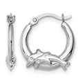 Sterling Silver Rhodium-plated Polished Dolphin Round Hoop Earrings