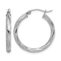 Sterling Silver Rhodium-plated 2.7x25mm Twisted Hoop Earrings