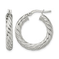 Sterling Silver Rhodium-plated Polished Twisted 4mm Hoop Earrings