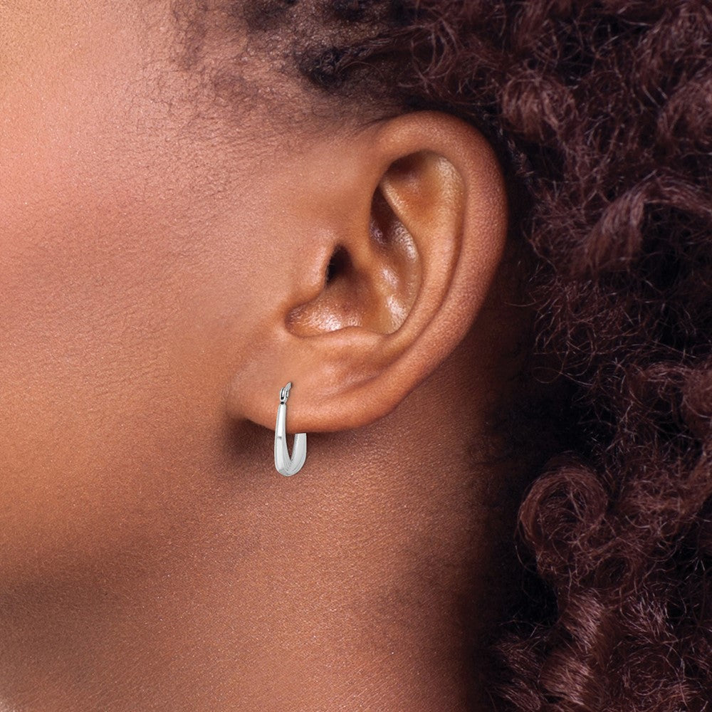Sterling Silver Rhodium Plated Hollow Hoop Earrings