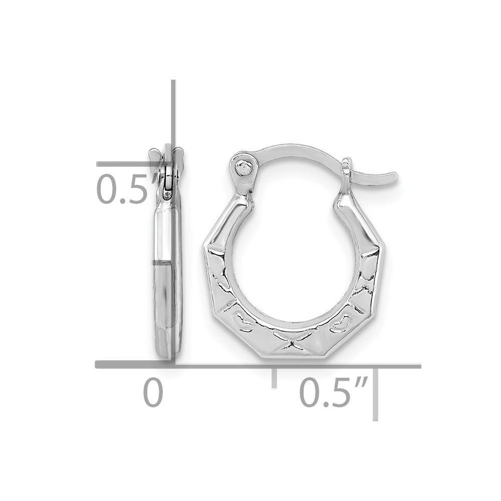 Sterling Silver Rhodium-plated Patterned Hollow Hoop Earrings