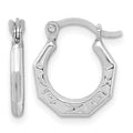 Sterling Silver Rhodium-plated Patterned Hollow Hoop Earrings