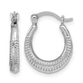 Sterling Silver Rhodium-plated Textured Hollow Hoop Earrings