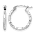 Sterling Silver Rhodium Plated Diamond Cut Hoop Earrings