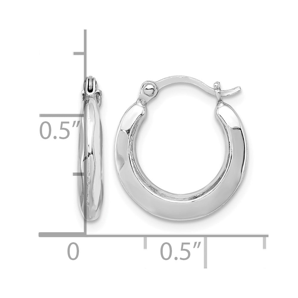 Sterling Silver Rhodium Plated Hollow Hoop Earrings