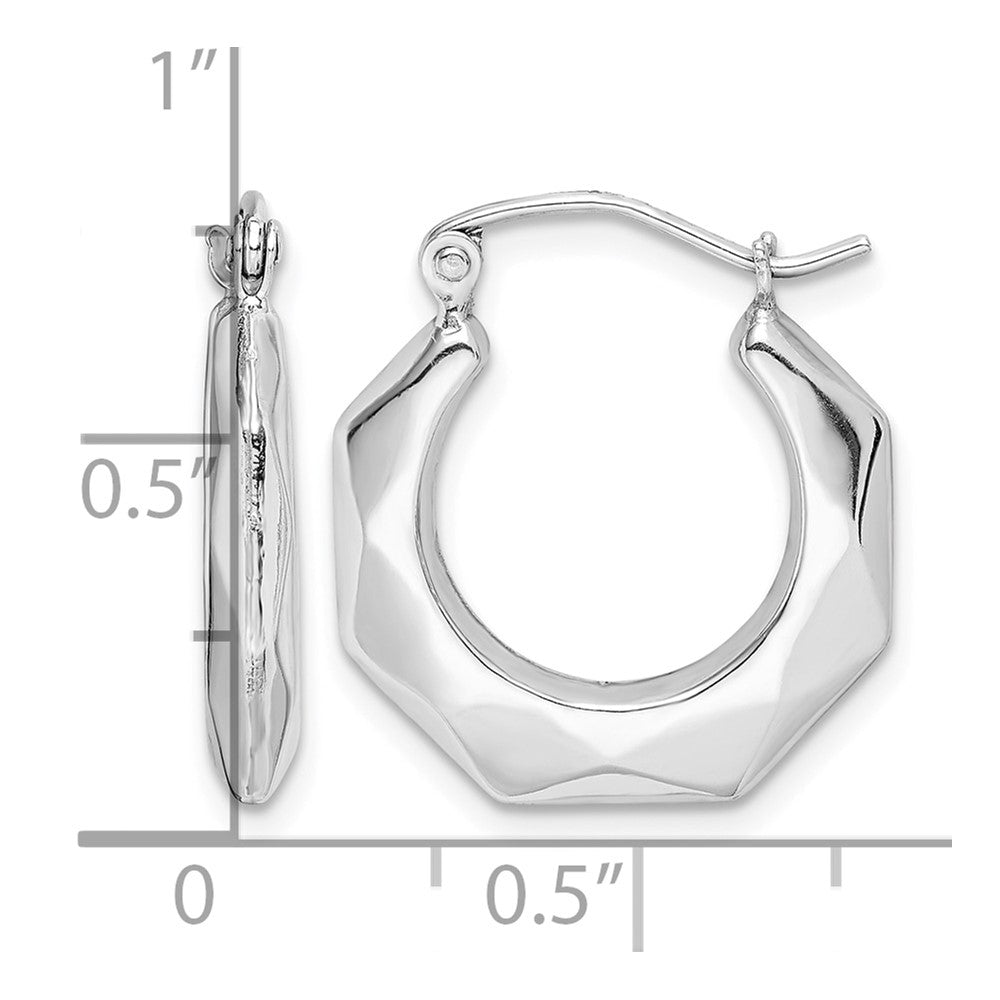 Sterling Silver Rhodium-plated Polished Hollow Hoop Earrings