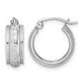 Sterling Silver Rhodium-plated Diamond-cut 5mm Round Hoop Earrings