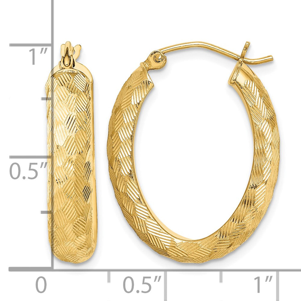 Sterling Silver Gold-plated Textured 5mm Oval Hoop Earrings