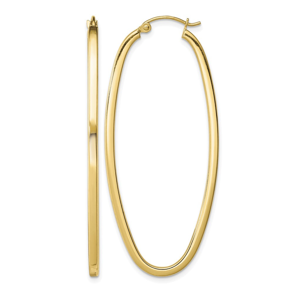 Sterling Silver Gold-plated Square Tube 2.5mm Oval Hoop Earrings