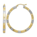 Sterling Silver Rhodium-plated Vermeil Diamond-cut 3x40mm Hoop Earrings