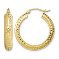 Sterling Silver Gold-plated Diamond-cut 5x25mm Hoop Earrings