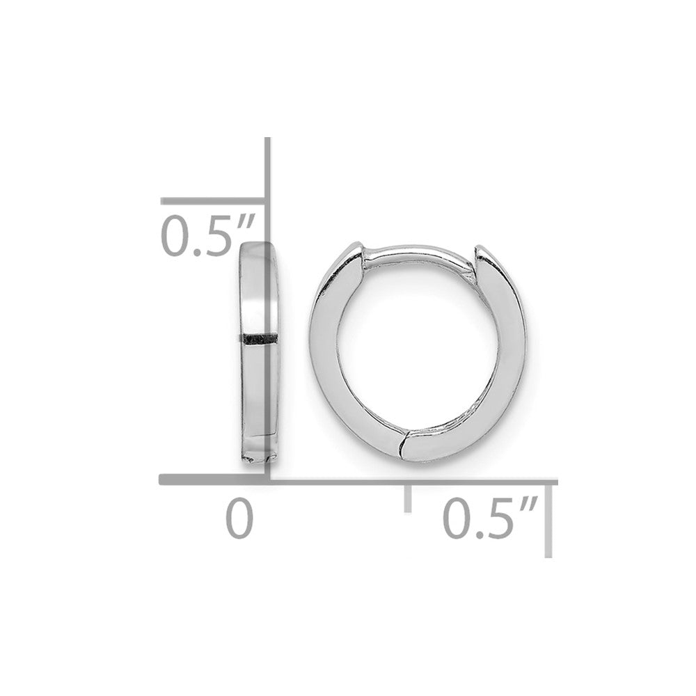Sterling Silver Rhodium Polished Hinged Hoop Earrings