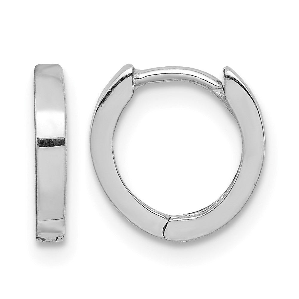 Sterling Silver Rhodium Polished Hinged Hoop Earrings