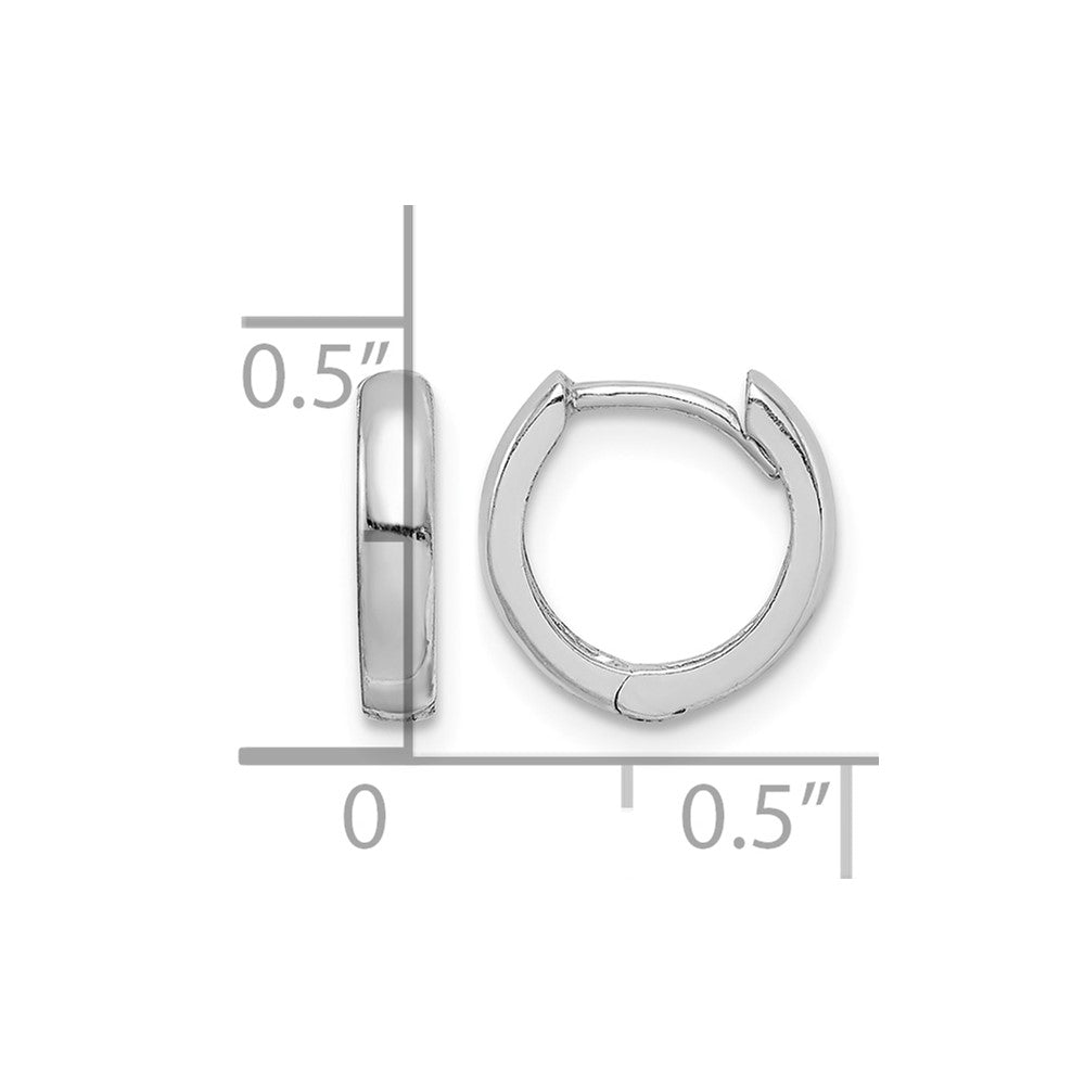 Sterling Silver Rhodium Polished Hinged Hoop Earrings