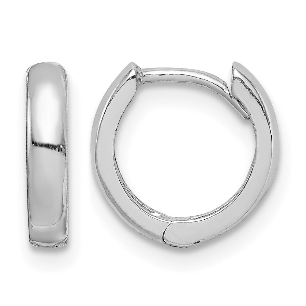 Sterling Silver Rhodium Polished Hinged Hoop Earrings
