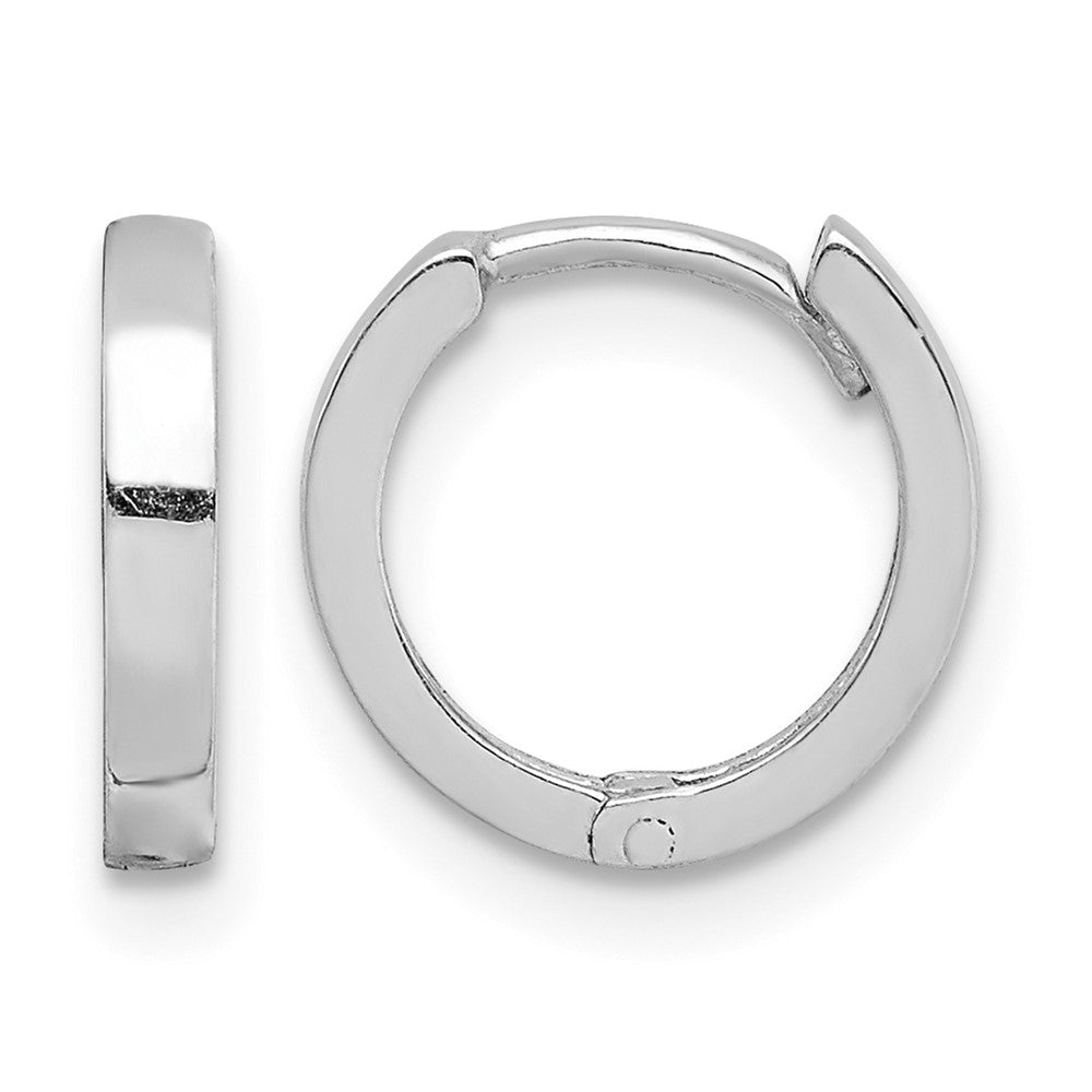 Sterling Silver Rhodium Polished Hinged Hoop Earrings