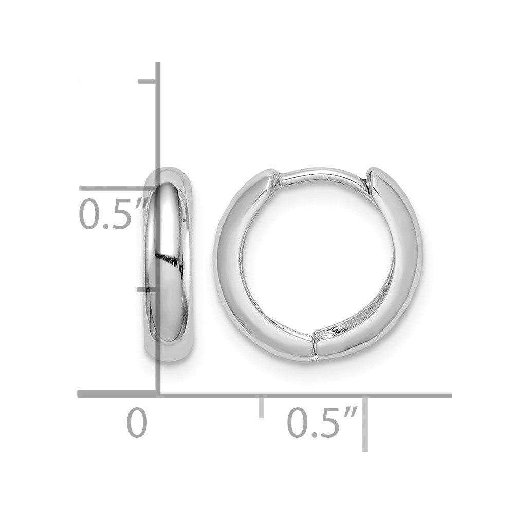 Sterling Silver Rhodium Polished Hinged Hoop Earrings