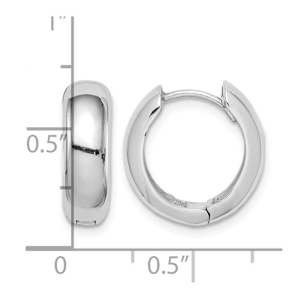 Sterling Silver Rhodium Polished Hinged Hoop Earrings
