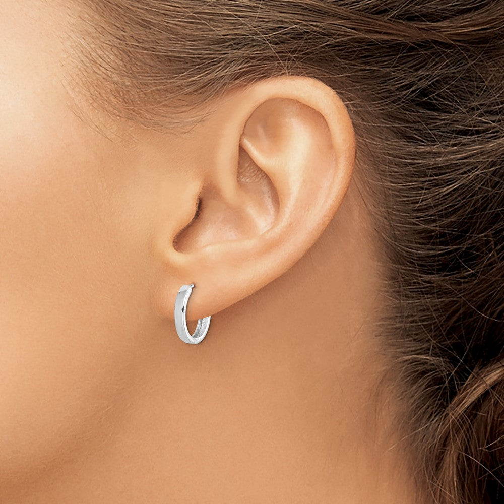 Sterling Silver Rhodium Polished Hinged Hoop Earrings