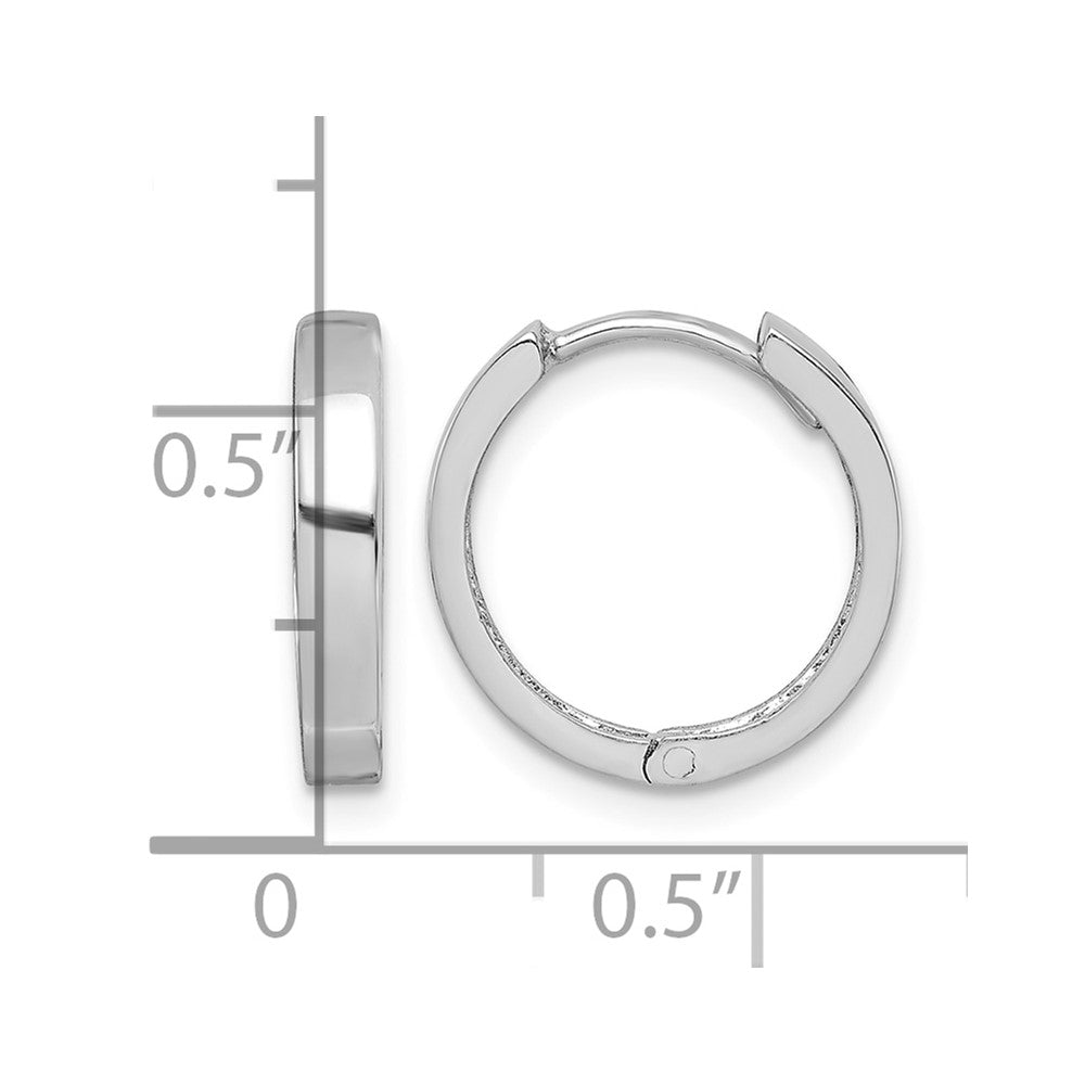 Sterling Silver Rhodium Polished Hinged Hoop Earrings