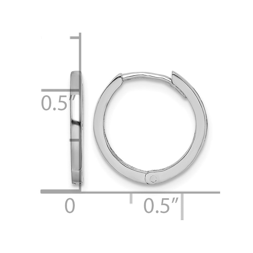 Sterling Silver Rhodium Polished Hinged Hoop Earrings