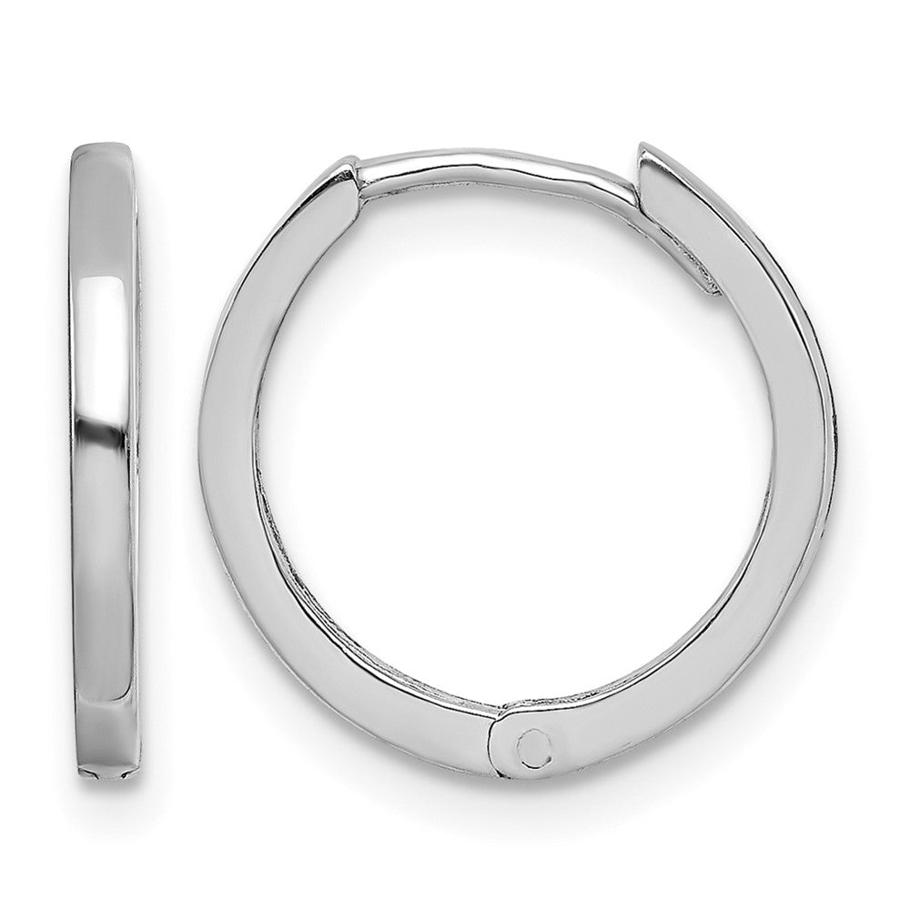 Sterling Silver Rhodium Polished Hinged Hoop Earrings