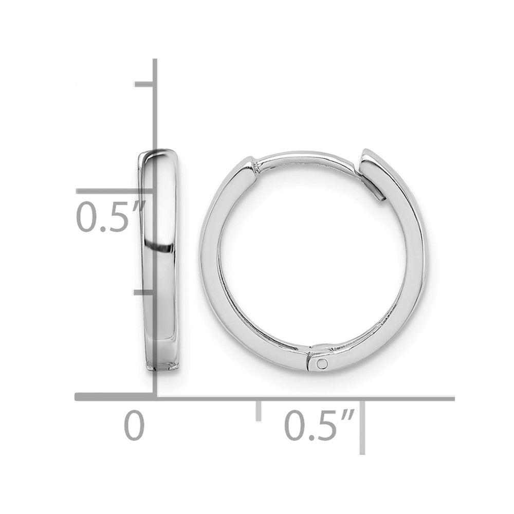 Sterling Silver Rhodium Polished Hinged Hoop Earrings
