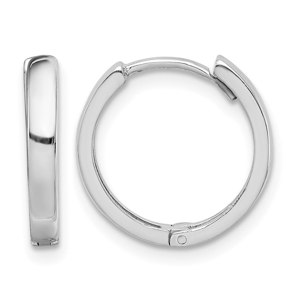Sterling Silver Rhodium Polished Hinged Hoop Earrings