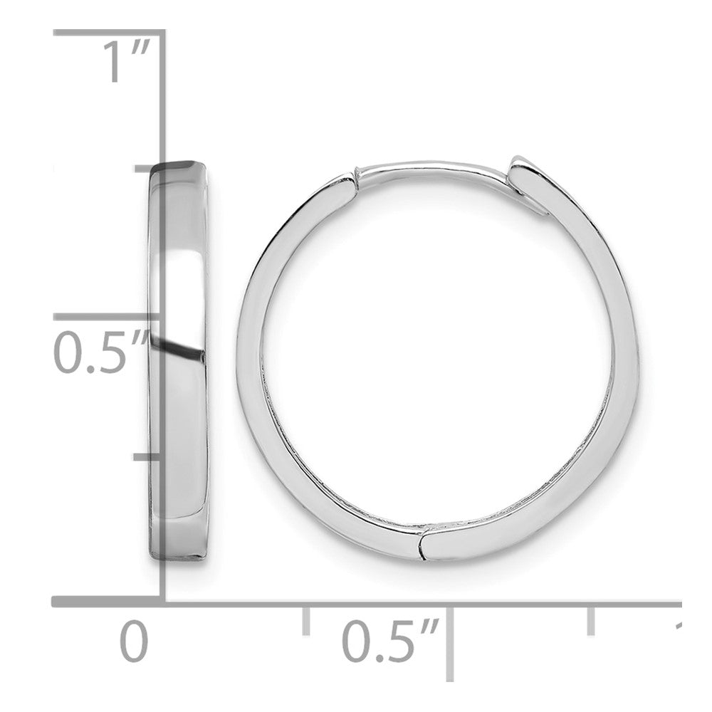 Sterling Silver Rhodium Polished Hinged Hoop Earrings