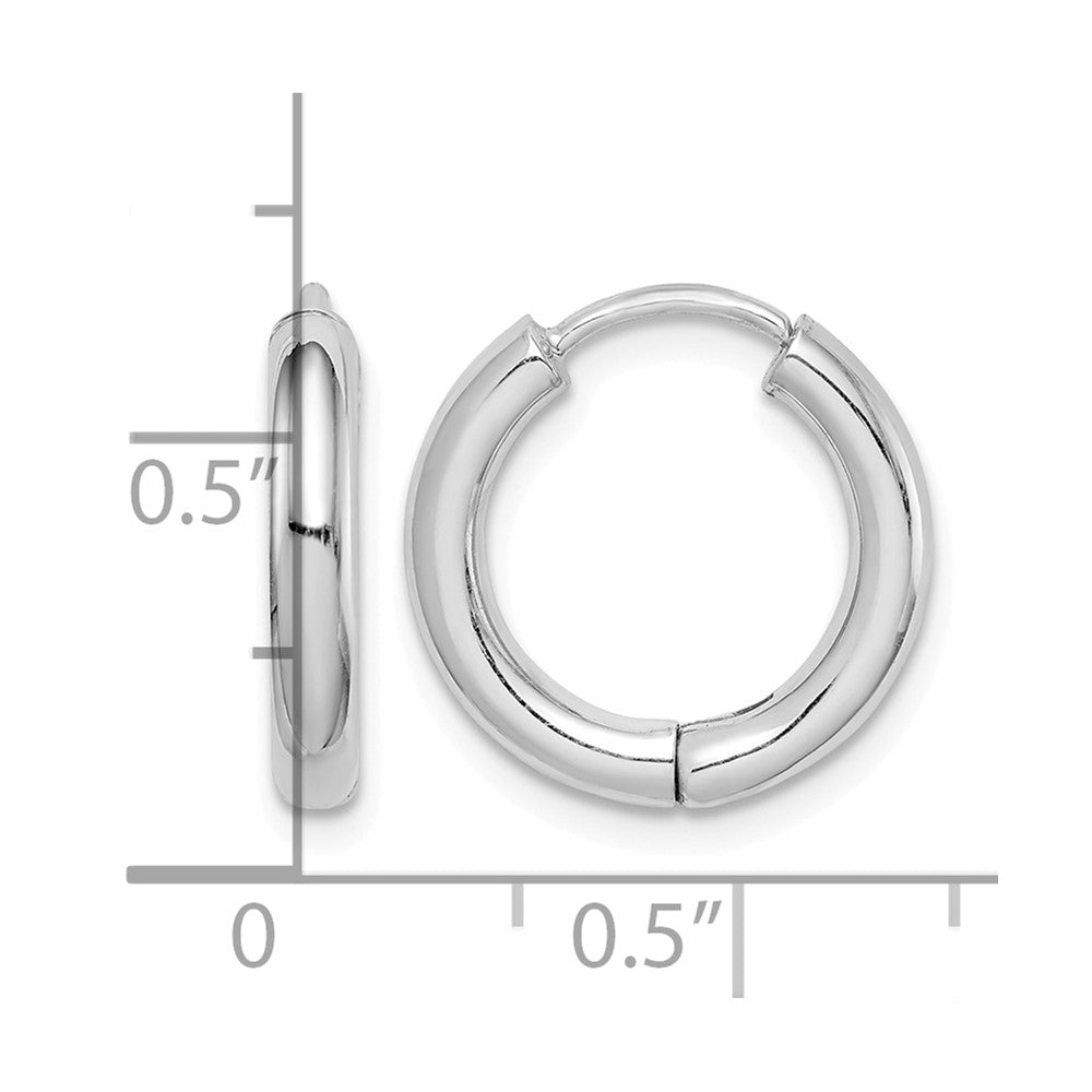 Sterling Silver Rhodium-plated Polished Hollow Hinged Hoop Earrings