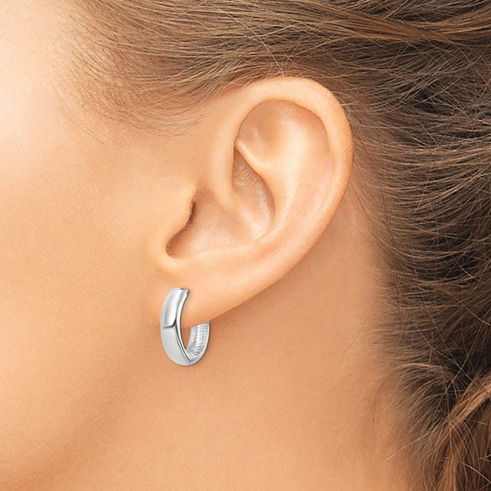Sterling Silver Rhodium Polished Hinged Hoop Earrings