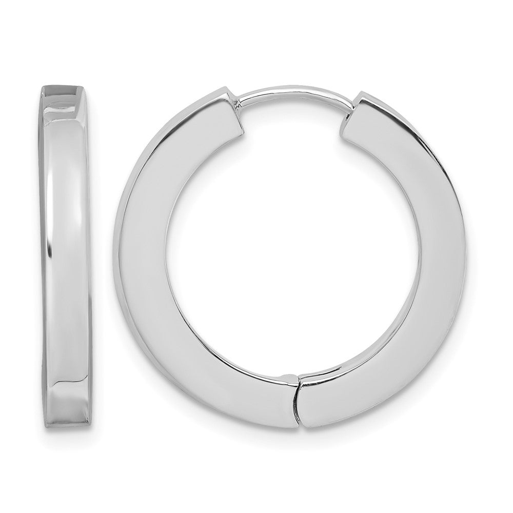 Sterling Silver Rhodium-plated Hollow Hinged Hoop Earrings