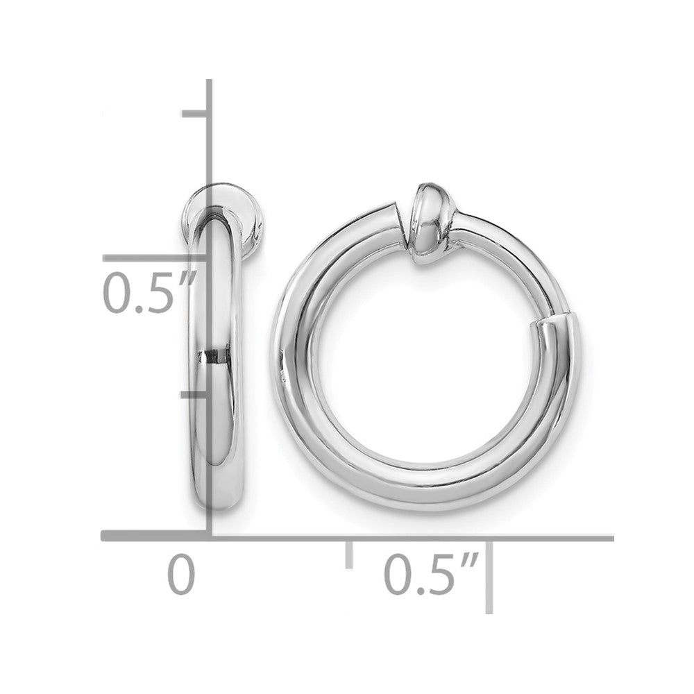 Sterling Silver RH-plated 2.5x14mm Non-Pierced Round Hoop Earrings