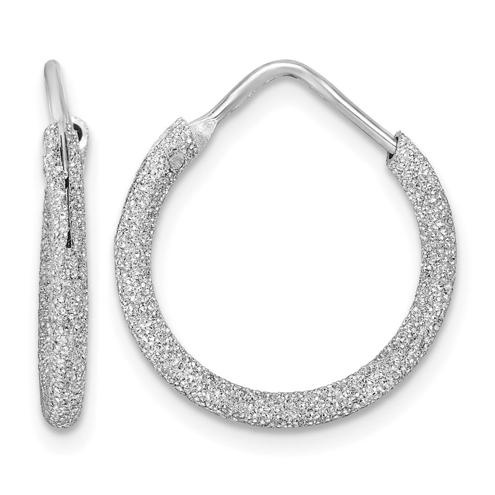 Sterling Silver Rhodium-plated Laser Cut 2mm Endless Hoop Earrings