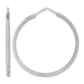 Sterling Silver Rhodium-plated Laser Cut 2mm Endless Hoop Earrings