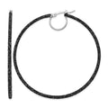 Sterling Silver Rhodium-plated Black Glitter Enamel 2x55mm Hoop Earrings