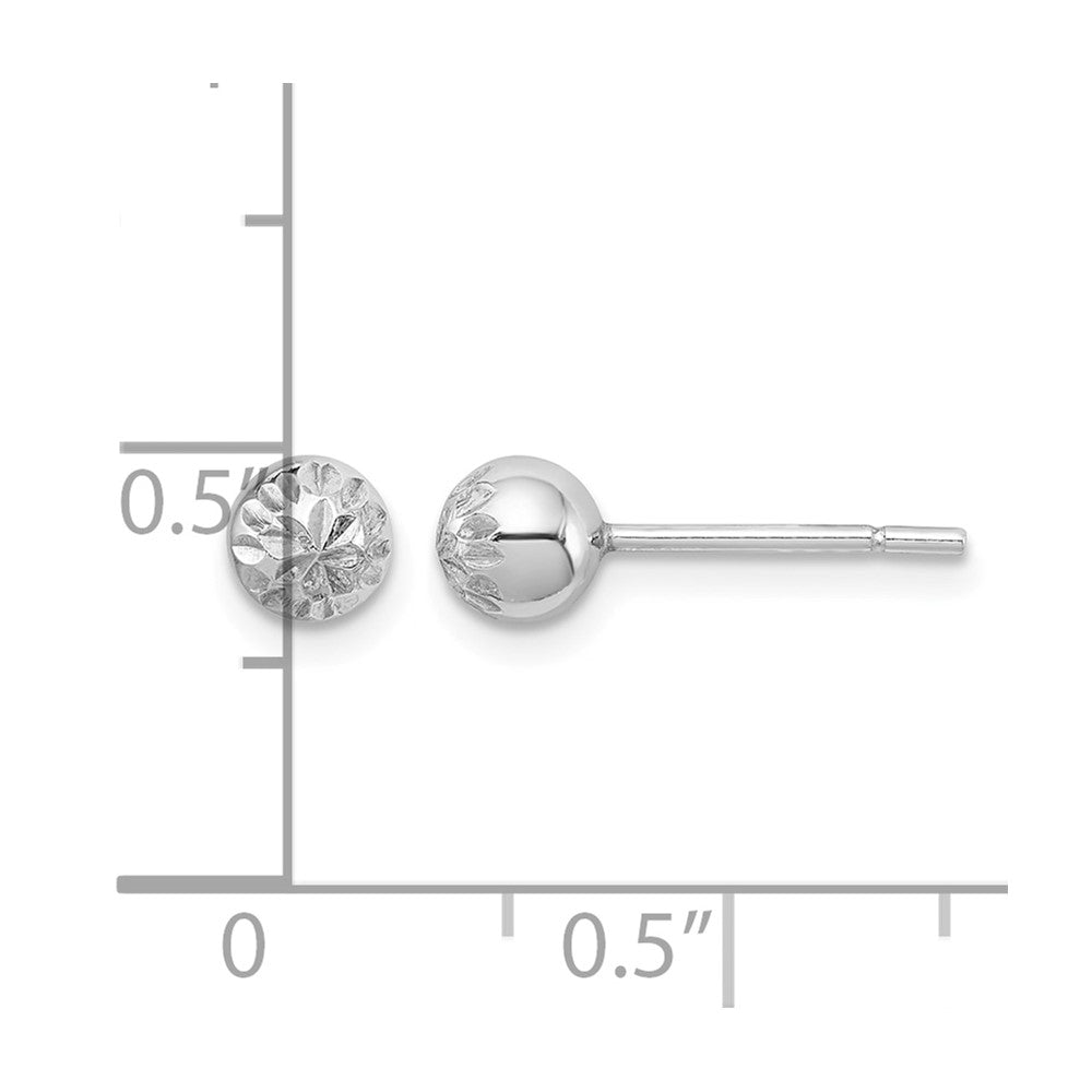 Sterling Silver Rhodium Plated 5mm Diamond Cut Post Earrings