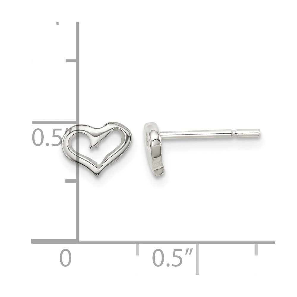 Sterling Silver Polished Open Heart Petite Post Earrings