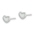 Sterling Silver Rhodium-plated Mother of Pearl Heart Petite Post Earrings