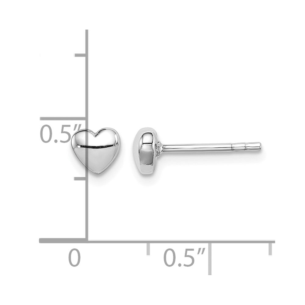 Sterling Silver Rhodium-plated Polished Heart Petite Post Earrings
