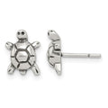 Sterling Silver Polished & Antiqued Turtle Post Earrings