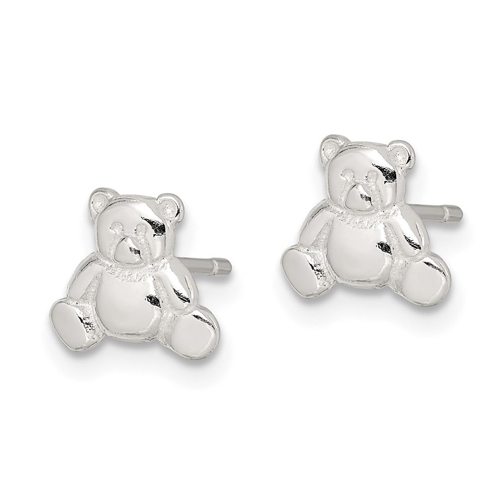 Sterling Silver Polished Teddy Bear Post Earrings