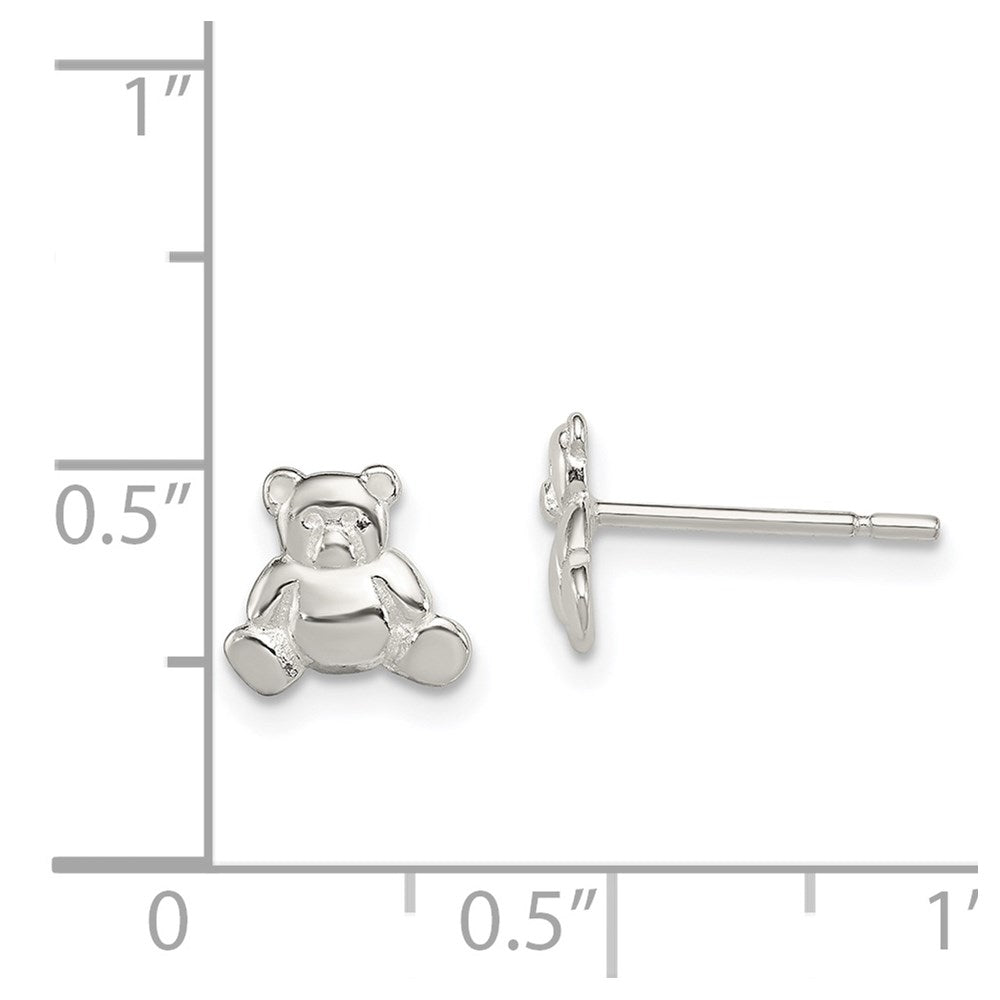 Sterling Silver Polished Teddy Bear Post Earrings