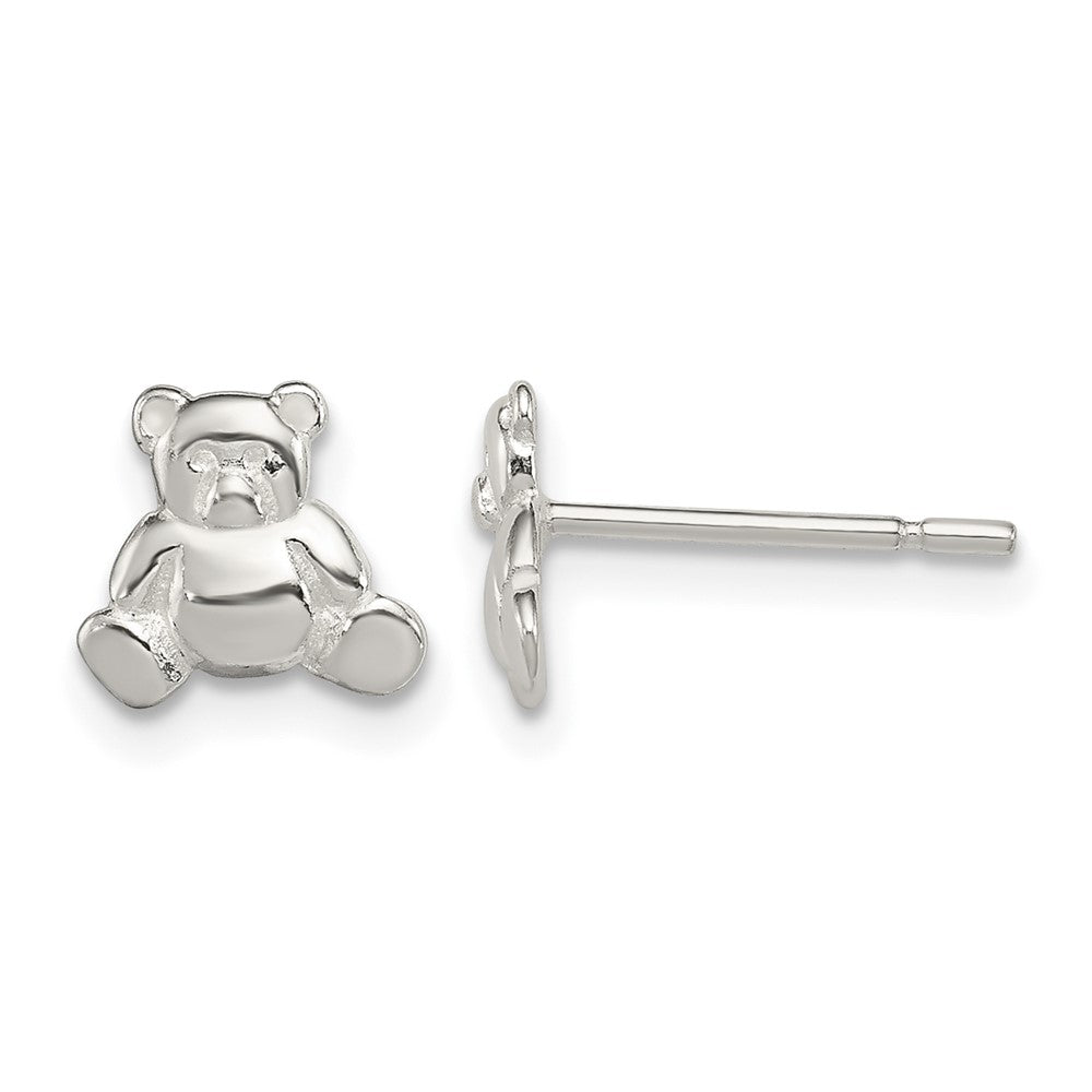 Sterling Silver Polished Teddy Bear Post Earrings