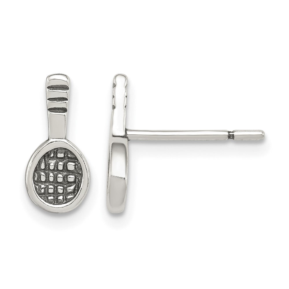 Sterling Silver Antique Tennis Racquet Post Earrings